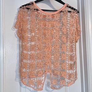 dELiA*s Open Back Floral Lace Shirt
